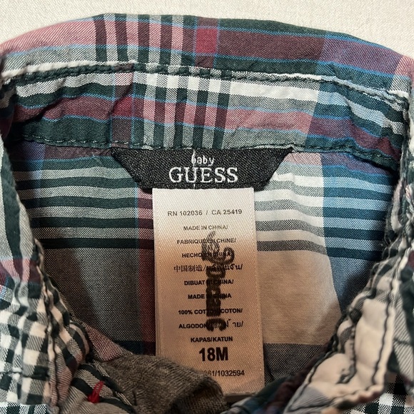 18M Guess Jeans plaid button down shirt - Picture 3 of 3